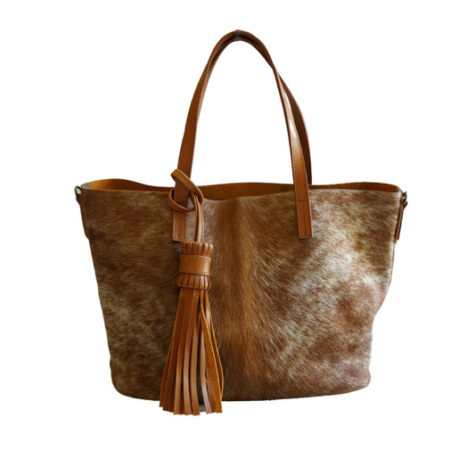 Totita White And Tan Hair Briso Tan Bag