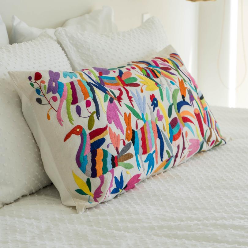 Otomi Hand Embroidered Double Pillow Case