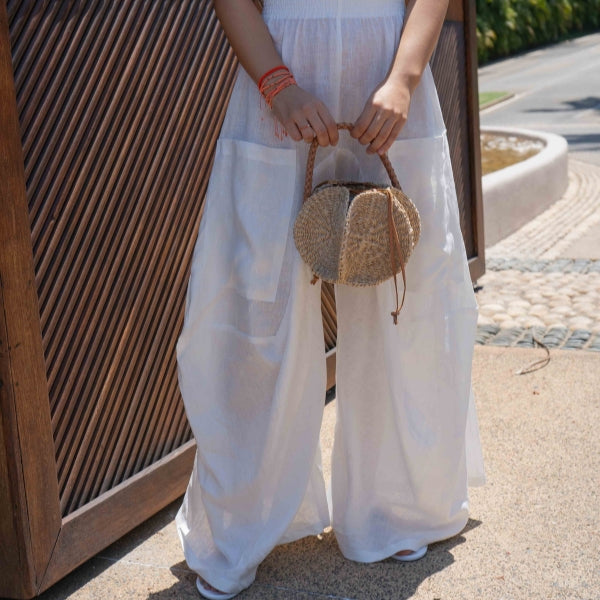 Wide Leg Linen Pants - Nudo