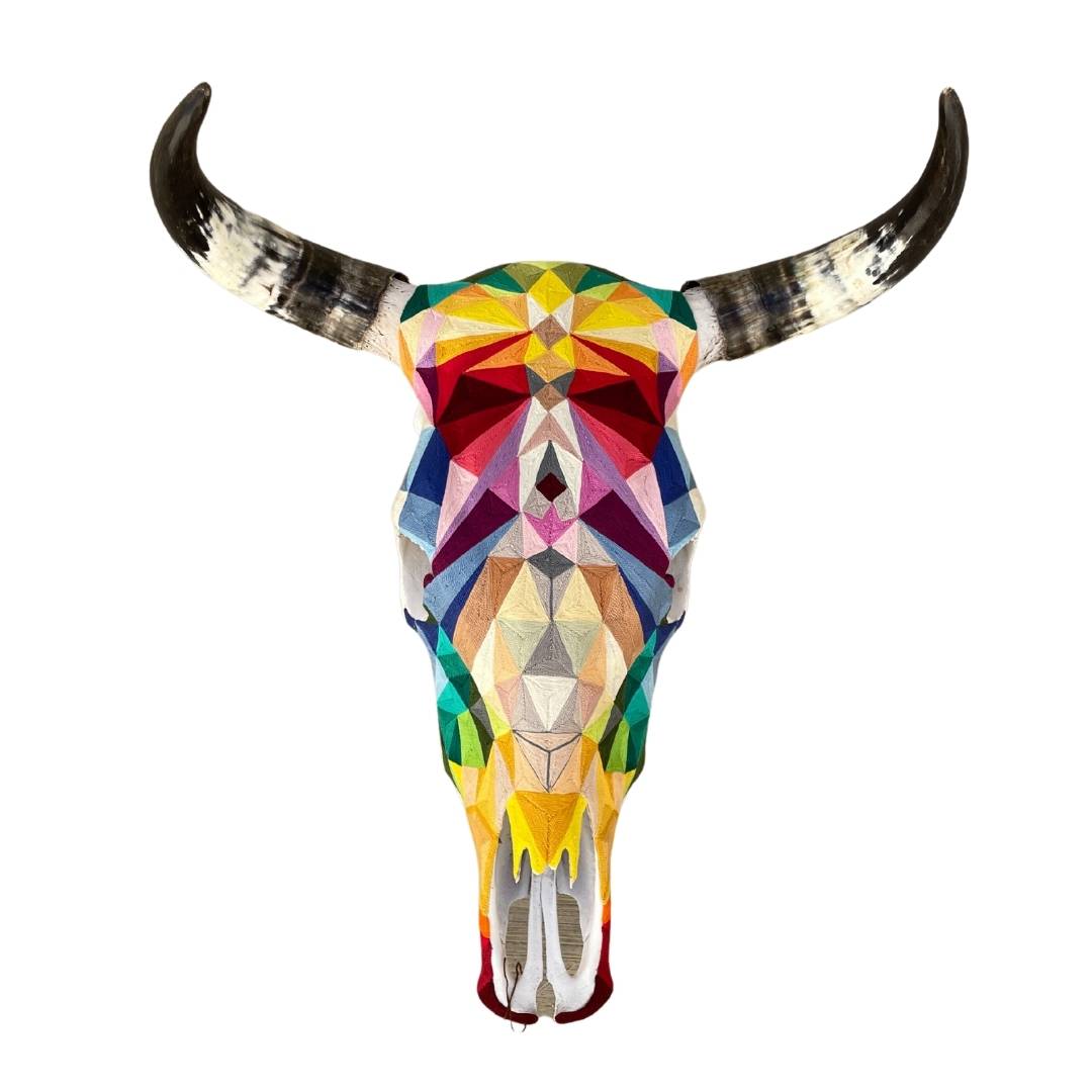 Threaded Huichol Skull - Geometric