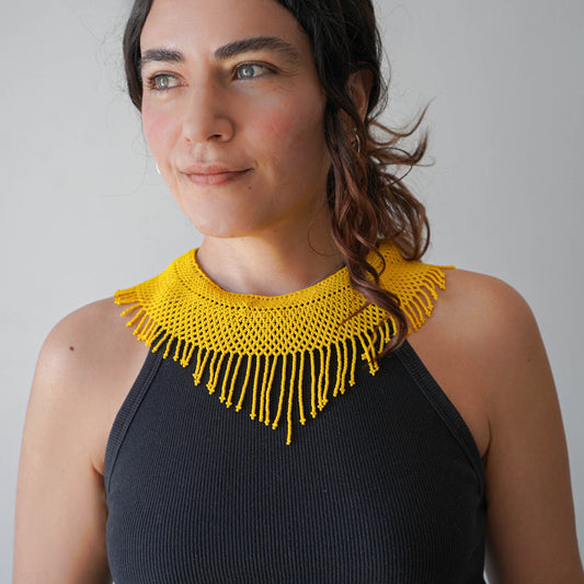 Round Beaded Necklace - W. Small Fringes