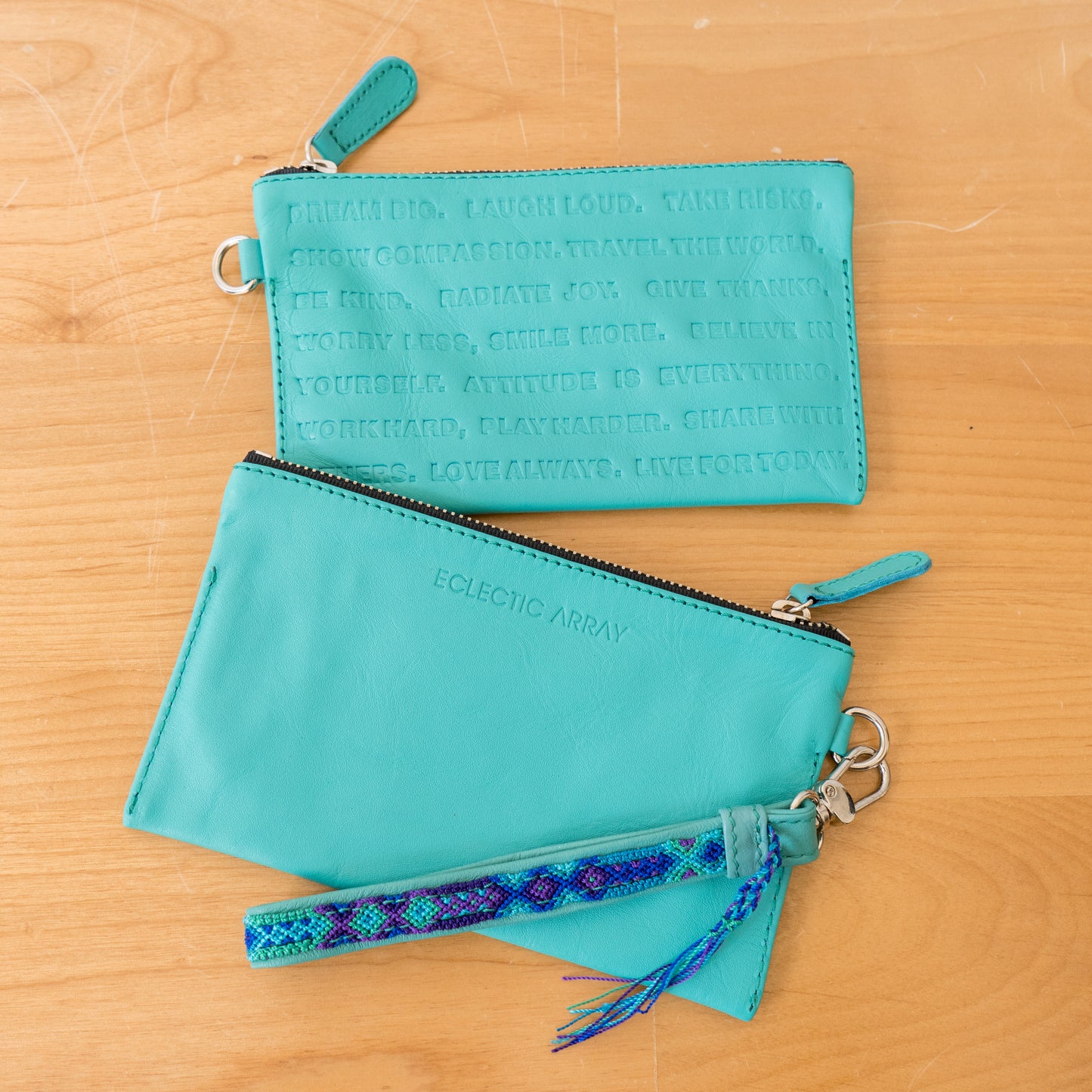 Leather Wristlet - Peacock
