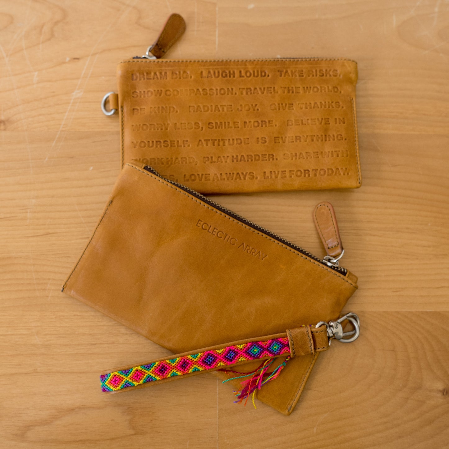 Leather Wristlet - Sunset Red