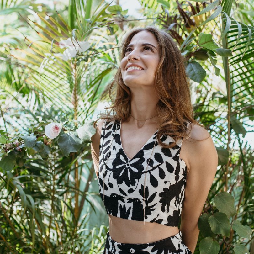 Otomi Crop Top V Neck