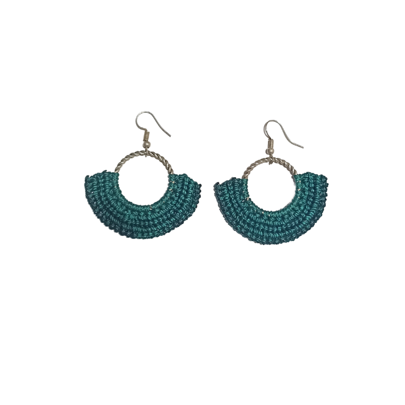 Xantus Macrame Round Earrings - Silver