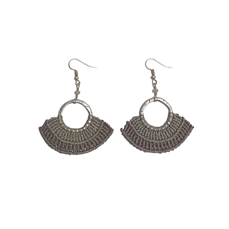 Xantus Macrame Round Earrings - Silver