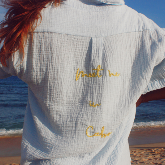 Meet Me in Cabo Embroidered Cotton Clau Shirt - OS