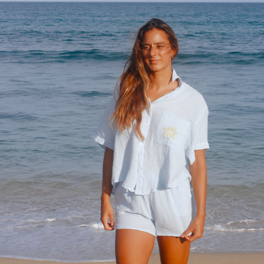 Meet Me in Cabo Embroidered Cotton Clau Shirt - OS