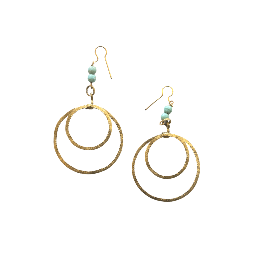 Brass Earring Double Hoop