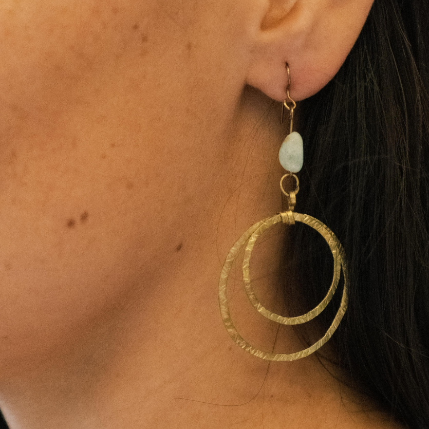 Brass Earring Double Hoop