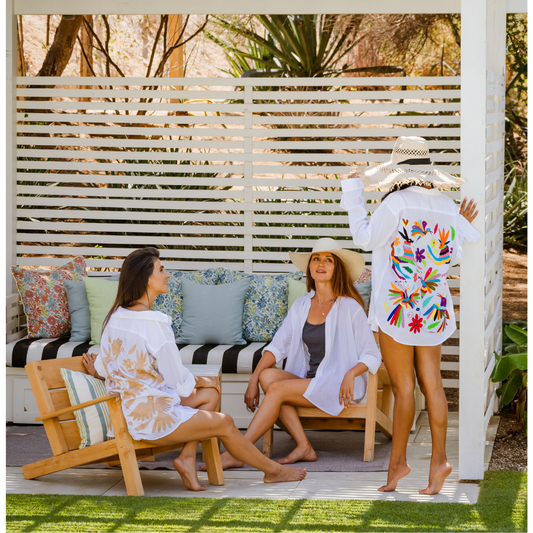 Hand Embroidered Otomi Shirt - Beige