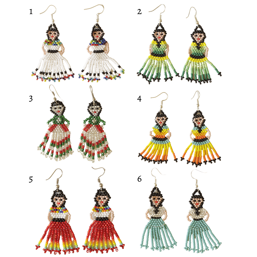 Huichol Beaded Earrings - Twins