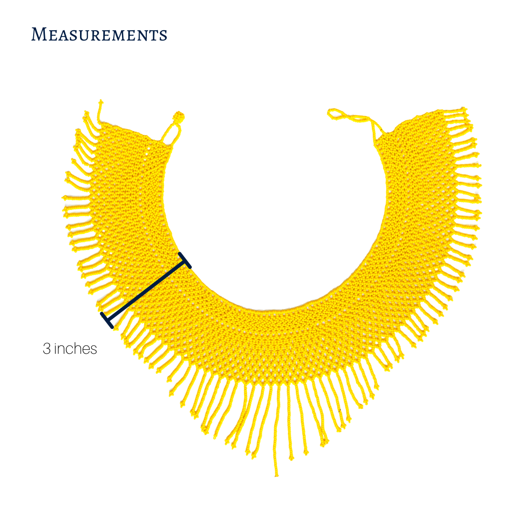 Round Beaded Necklace - W. Small Fringes