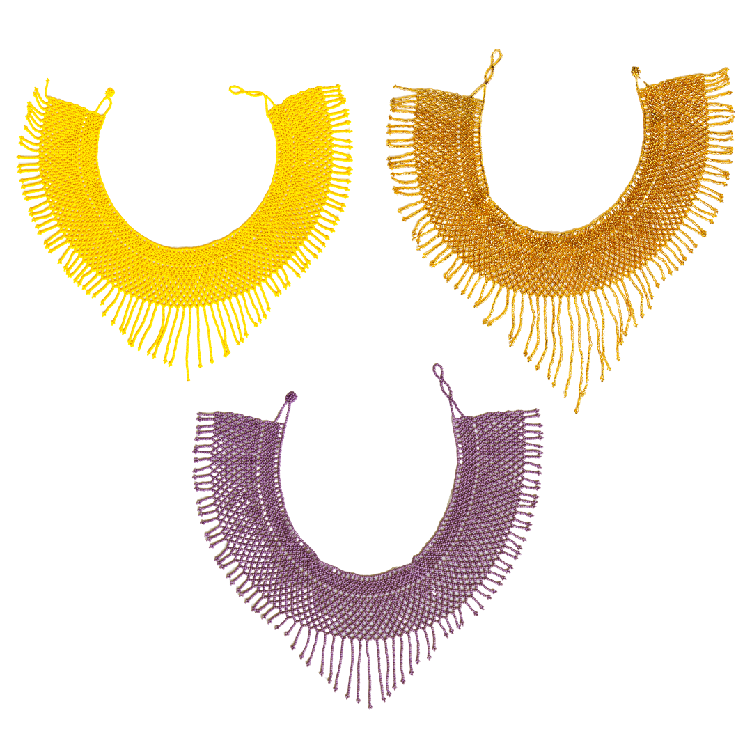 Round Beaded Necklace - W. Small Fringes