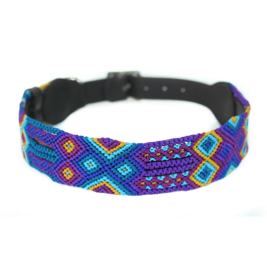 Lagoon - Embroidered Dog Collar With Leather