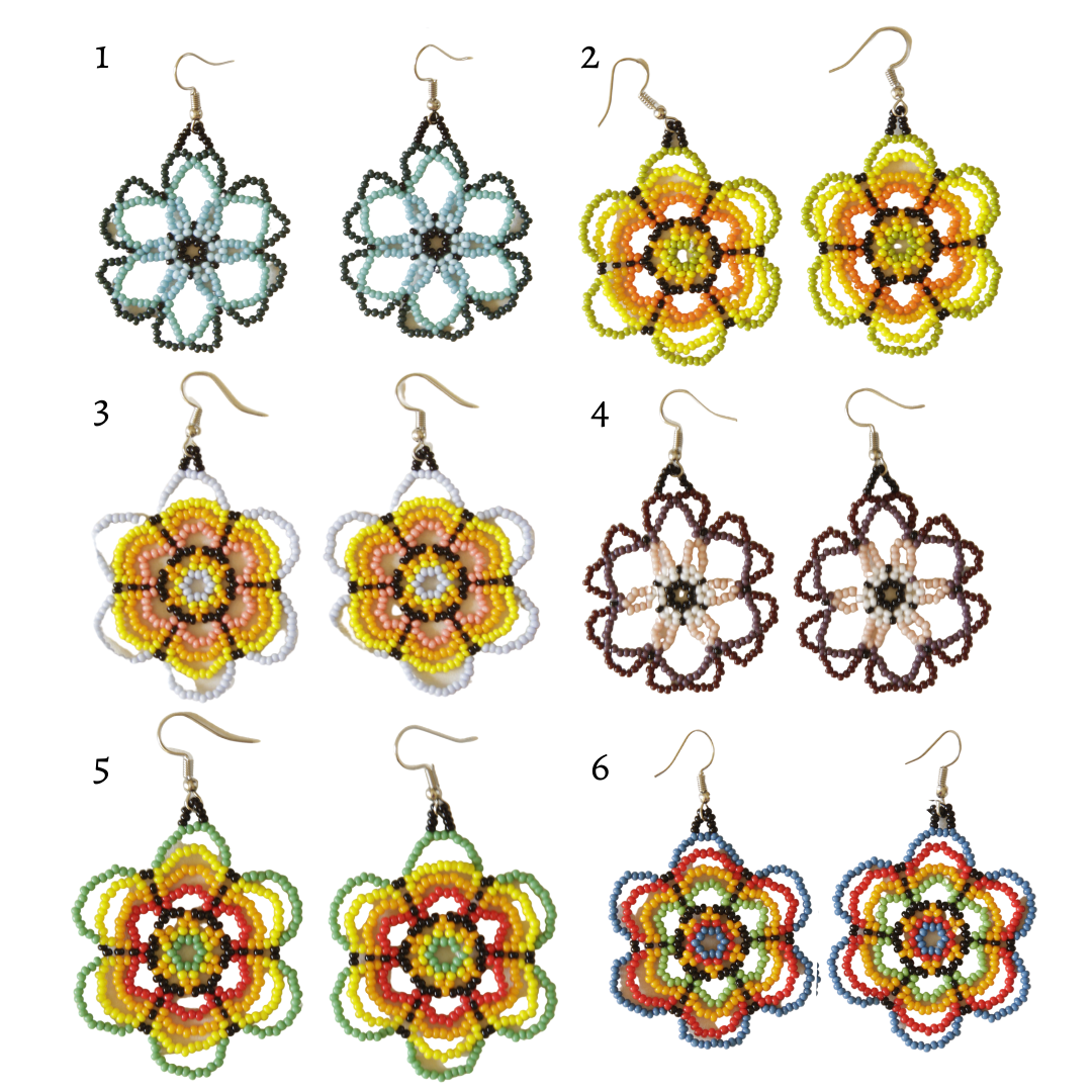 Huichol Beaded Earrings - Flower