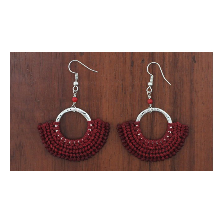 Xantus Macrame Round Earrings - Silver