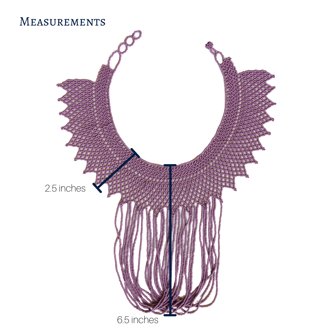 Round Beaded Necklace -  W. Round Fringes