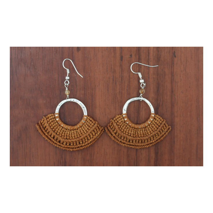 Xantus Macrame Round Earrings - Silver