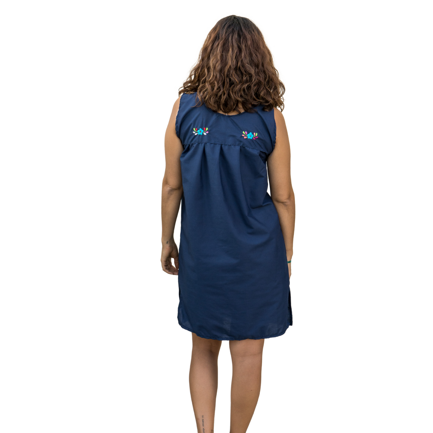 Chelow Dress Navy Blue Multicolor Embroidery