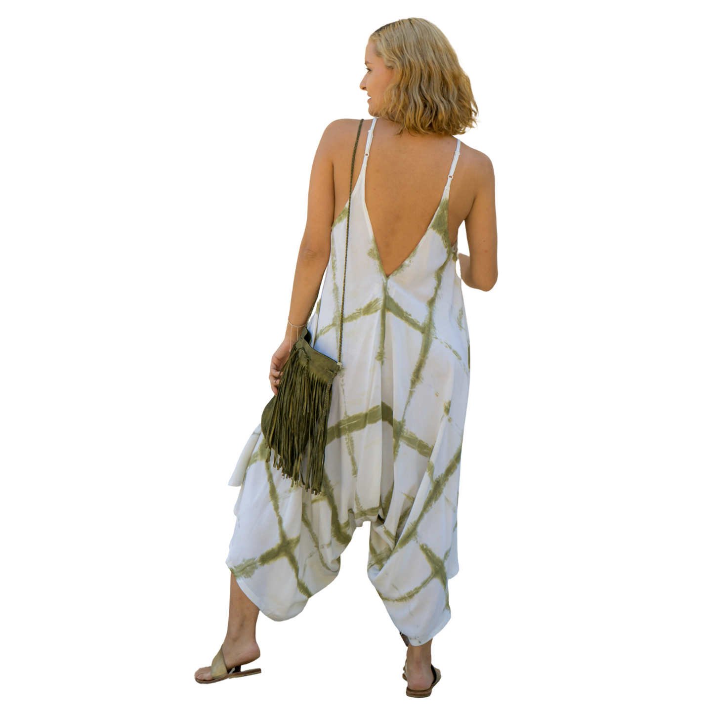 Romper Shibori Olive / White