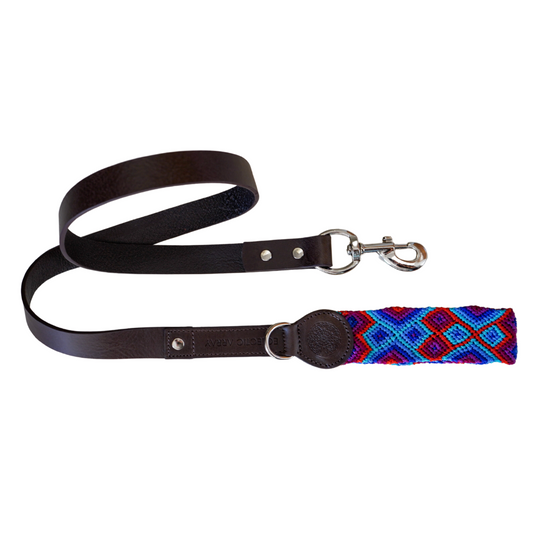 Fiesta Blue - Leather Dog Leash