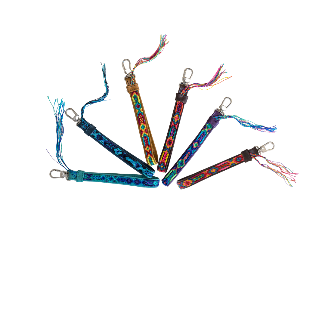 Leather Wristlet - Blue Skies