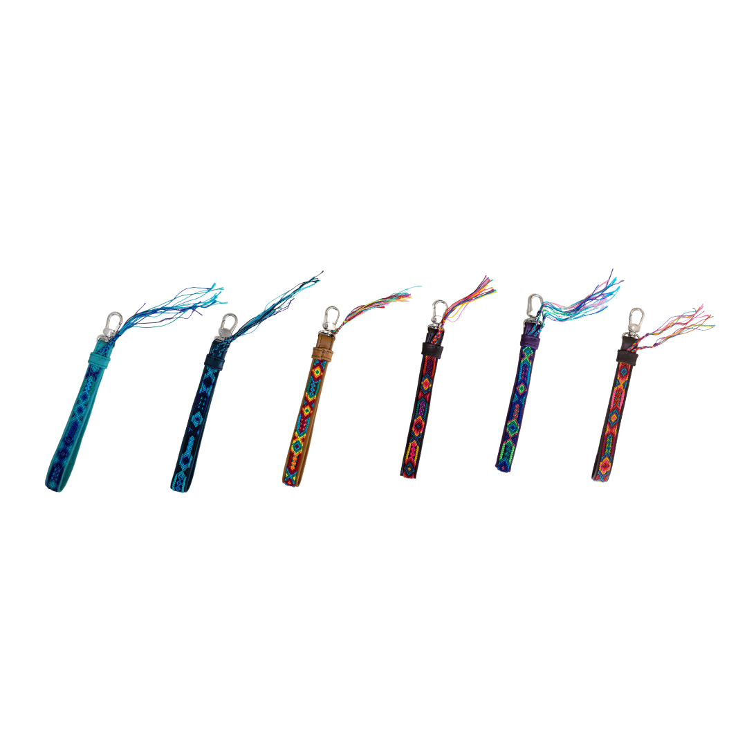Leather Wristlet - Blue Skies
