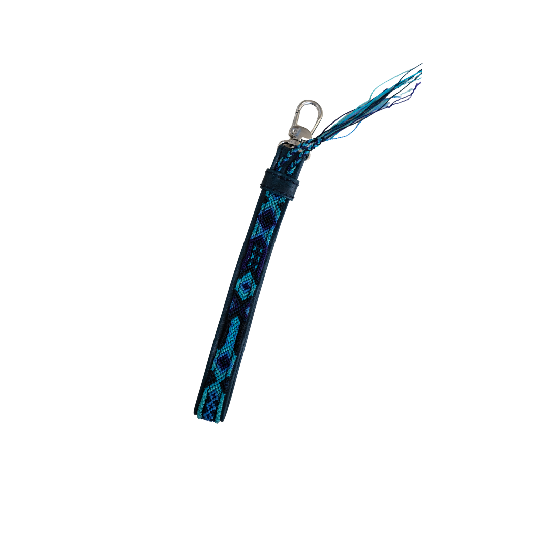 Leather Wristlet - Blue Skies