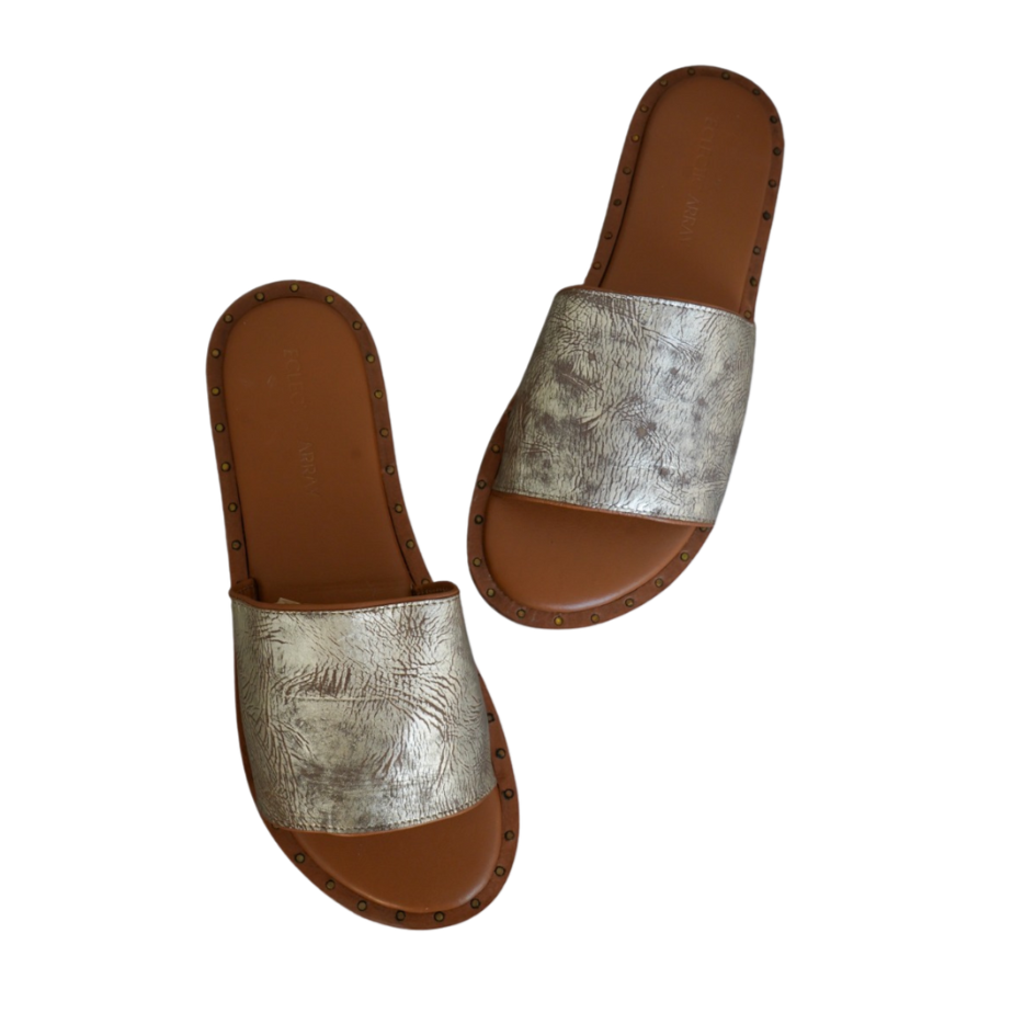 Luna Tan Buffed Gold Sandals