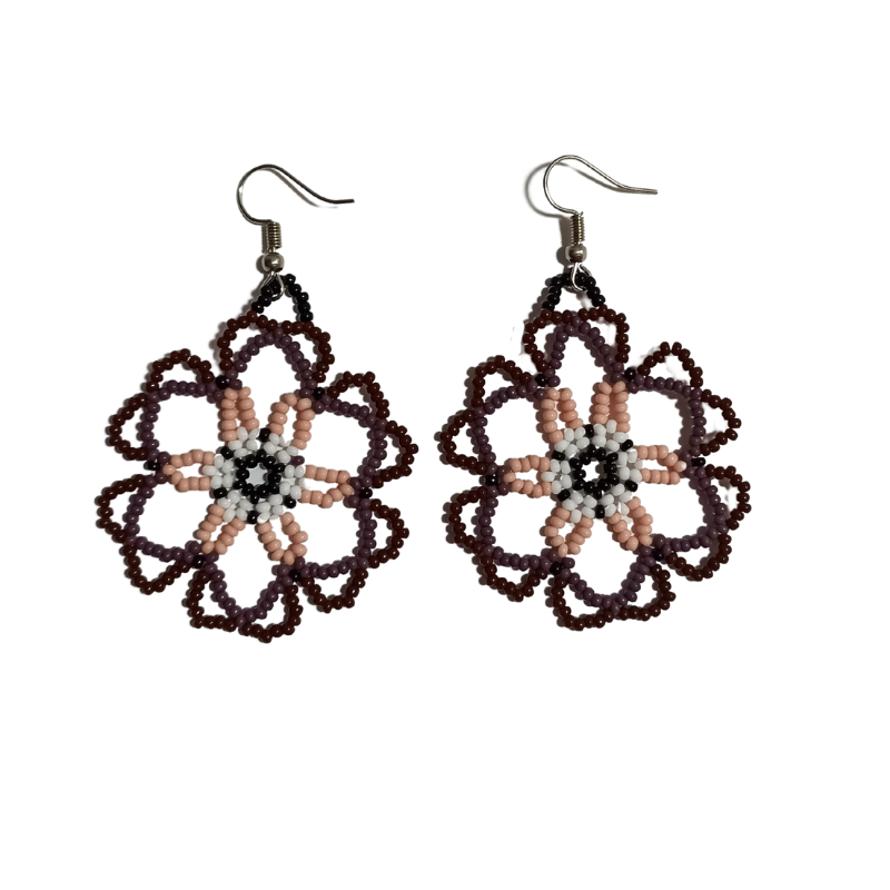 Huichol Beaded Earrings - Flower