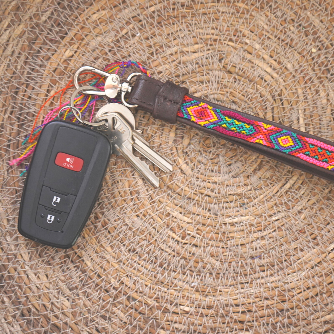 Leather Wristlet - Sunset Red
