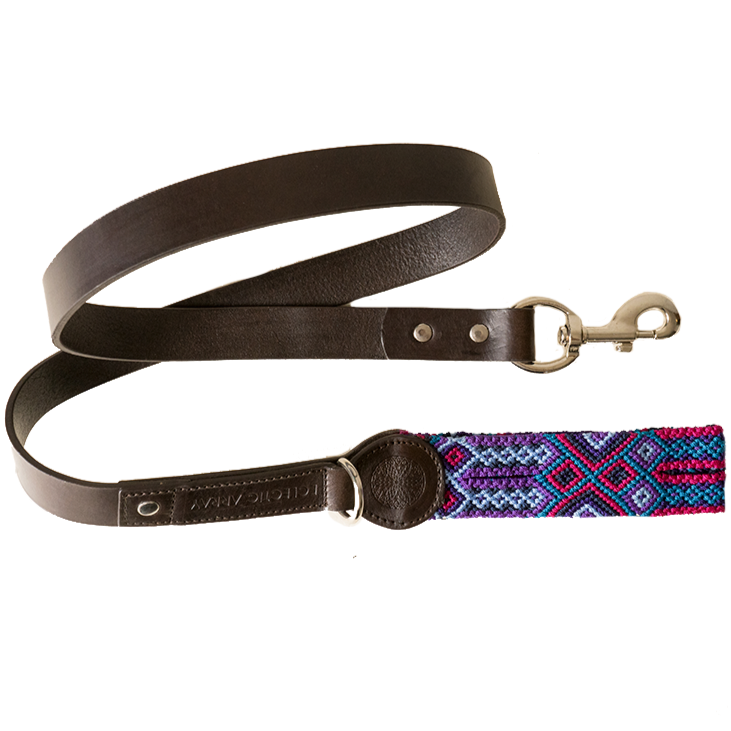 Dark Magenta - Leather Dog Leash