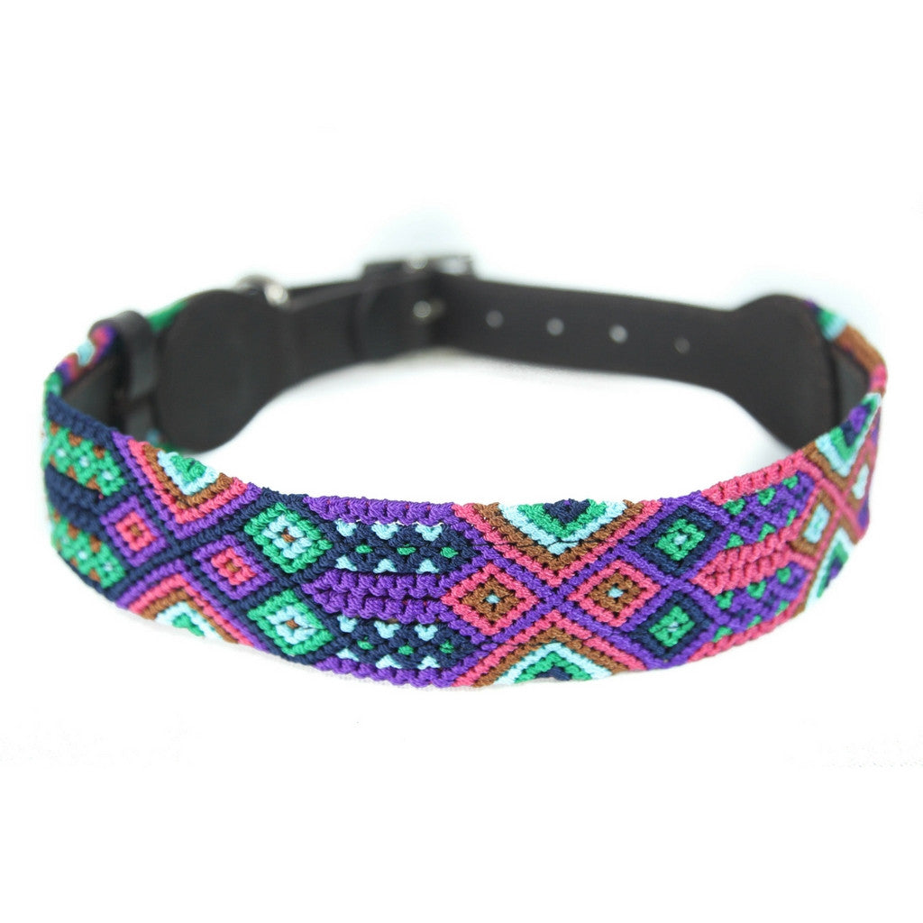 Pastel - Embroidered Dog Collar With Leather