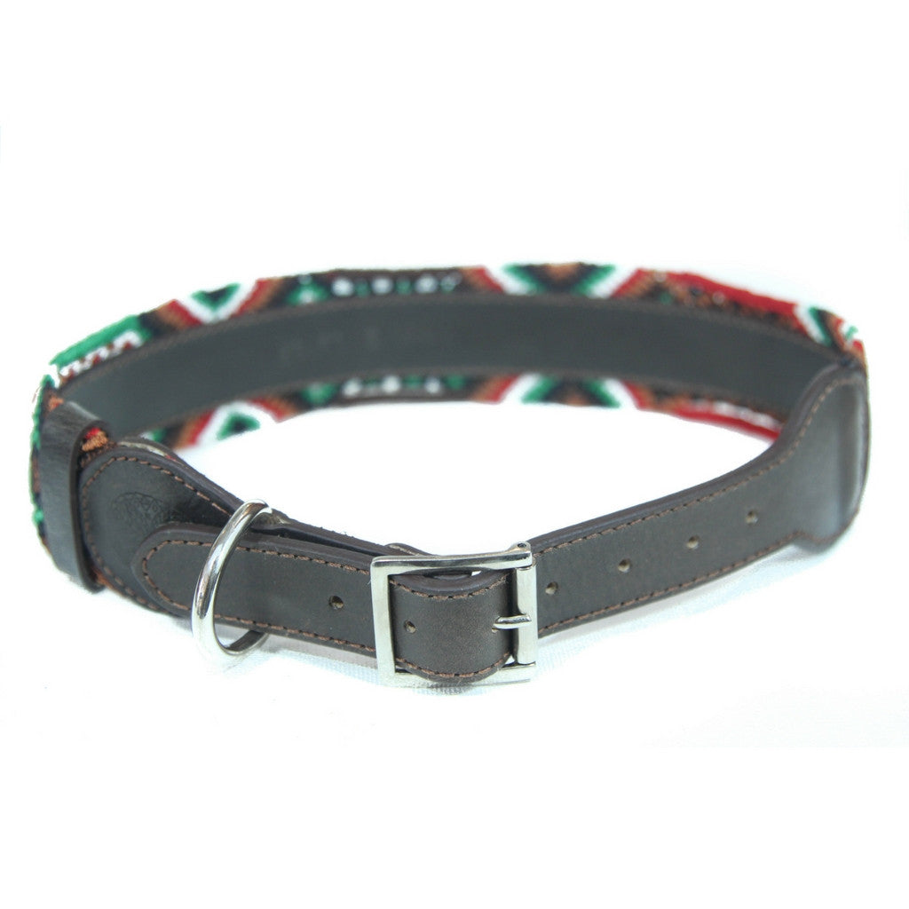 Brick - Embroidered Dog Collar With Leather