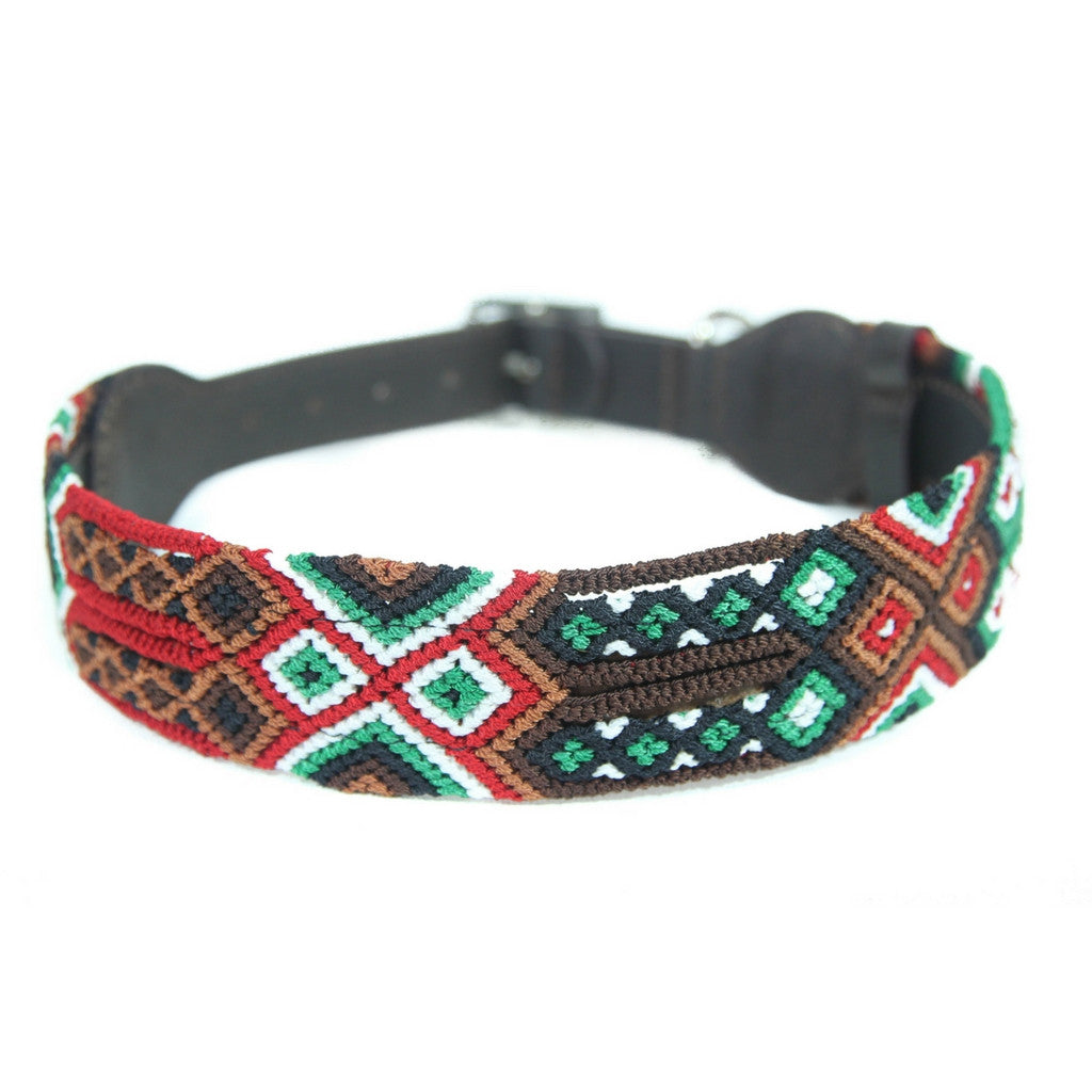 Brick - Embroidered Dog Collar With Leather