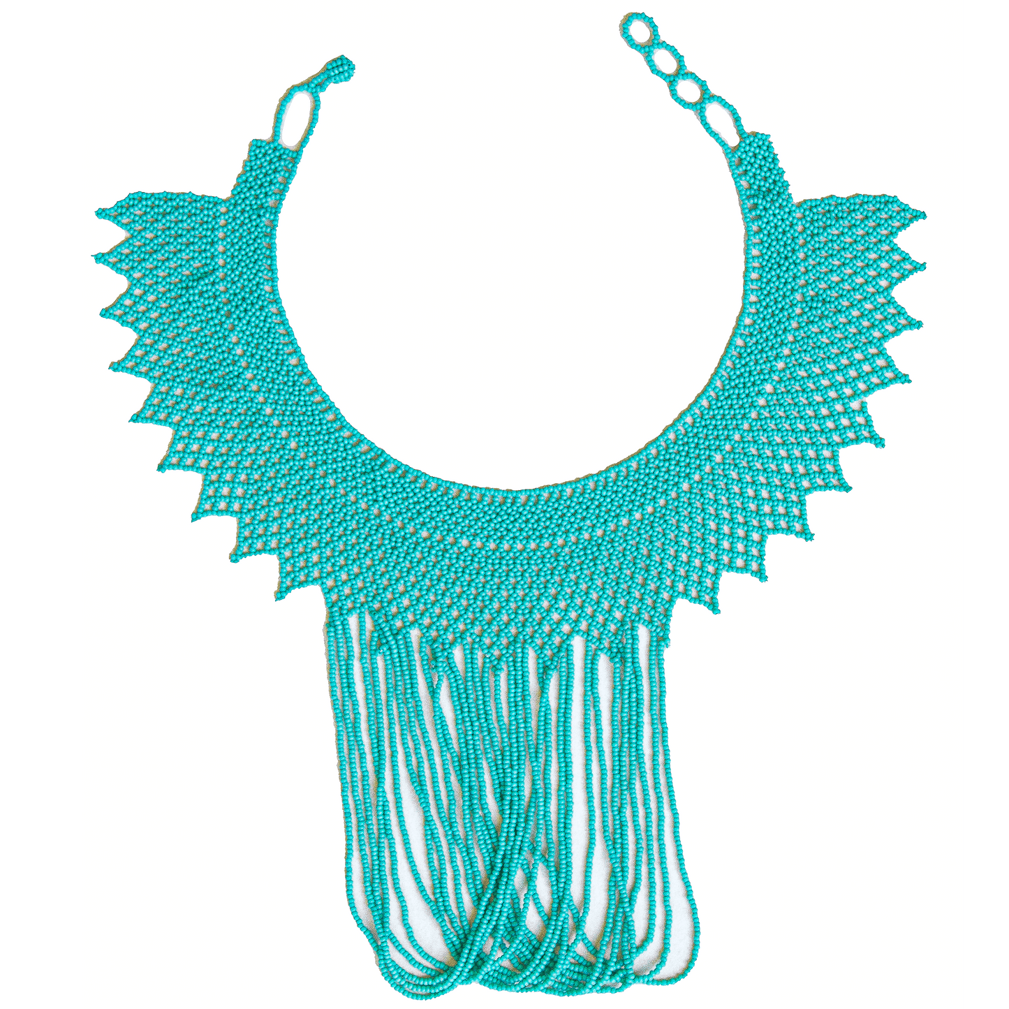 Round Beaded Necklace -  W. Round Fringes
