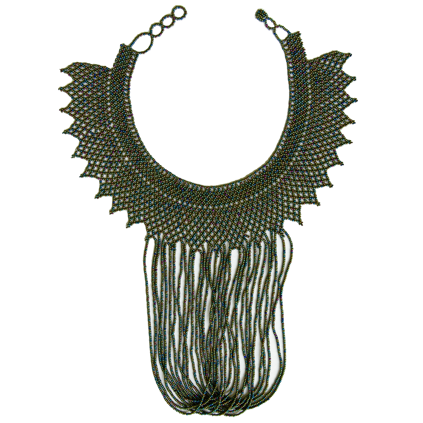 Round Beaded Necklace -  W. Round Fringes