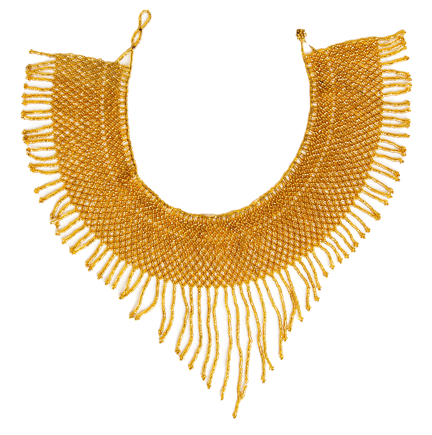 Round Beaded Necklace - W. Small Fringes
