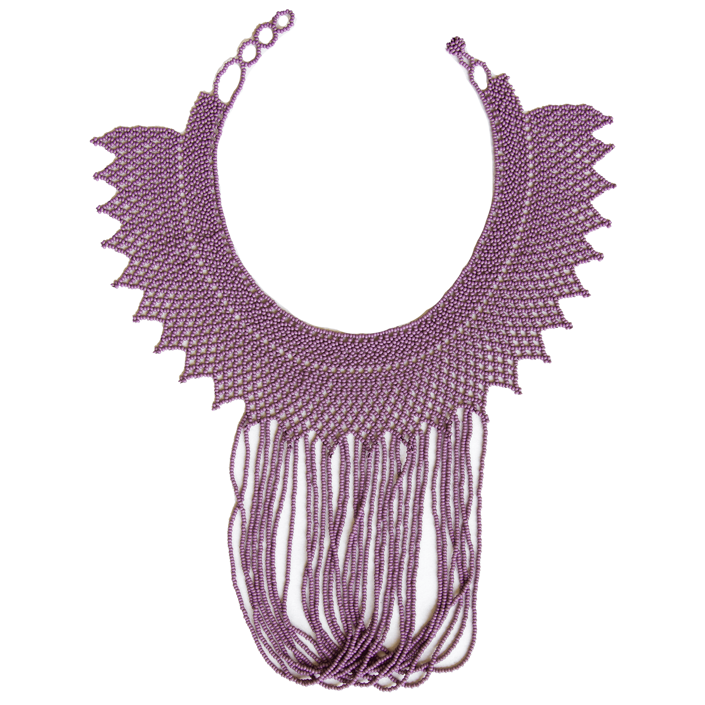 Round Beaded Necklace -  W. Round Fringes