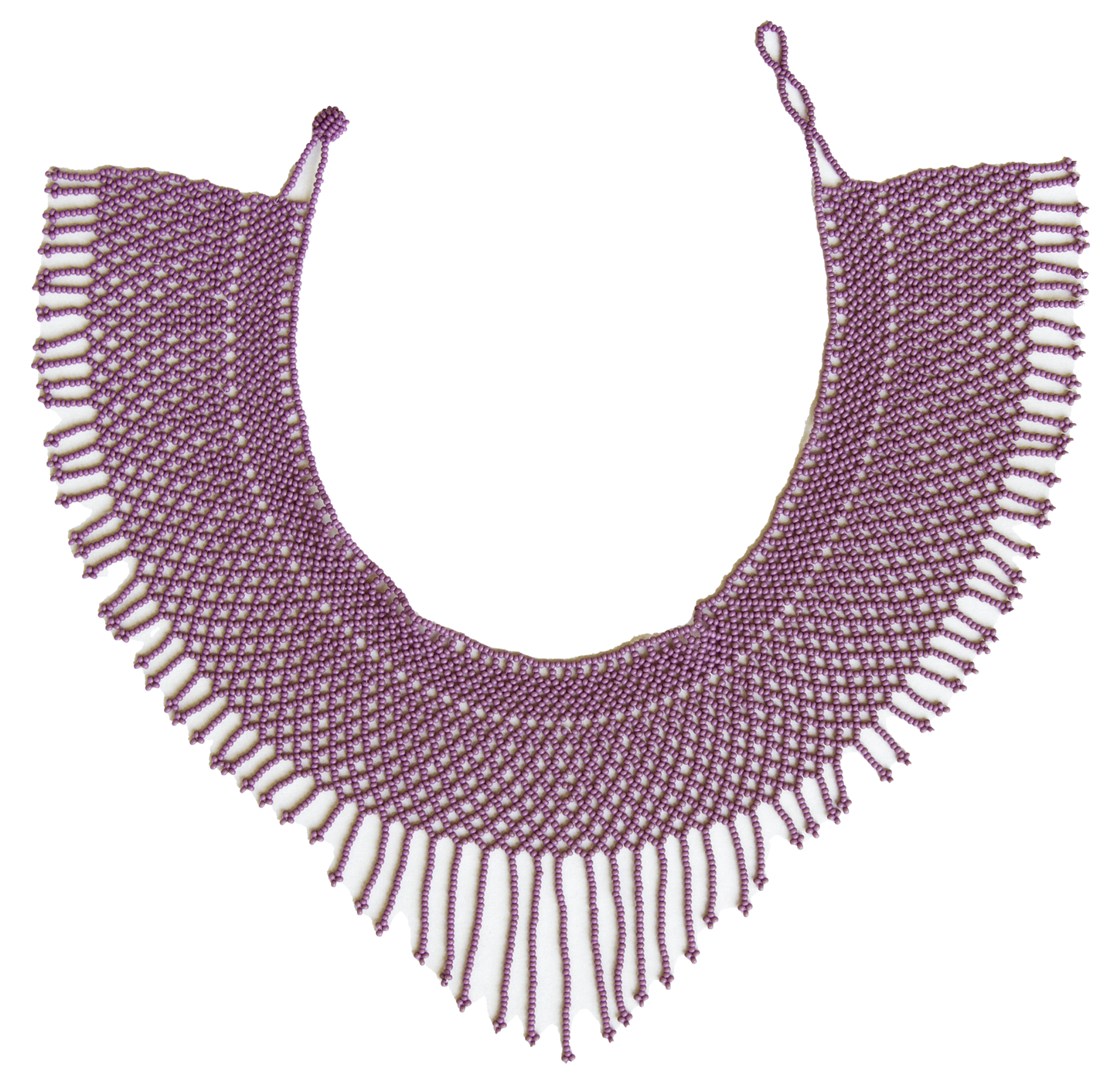Round Beaded Necklace - W. Small Fringes