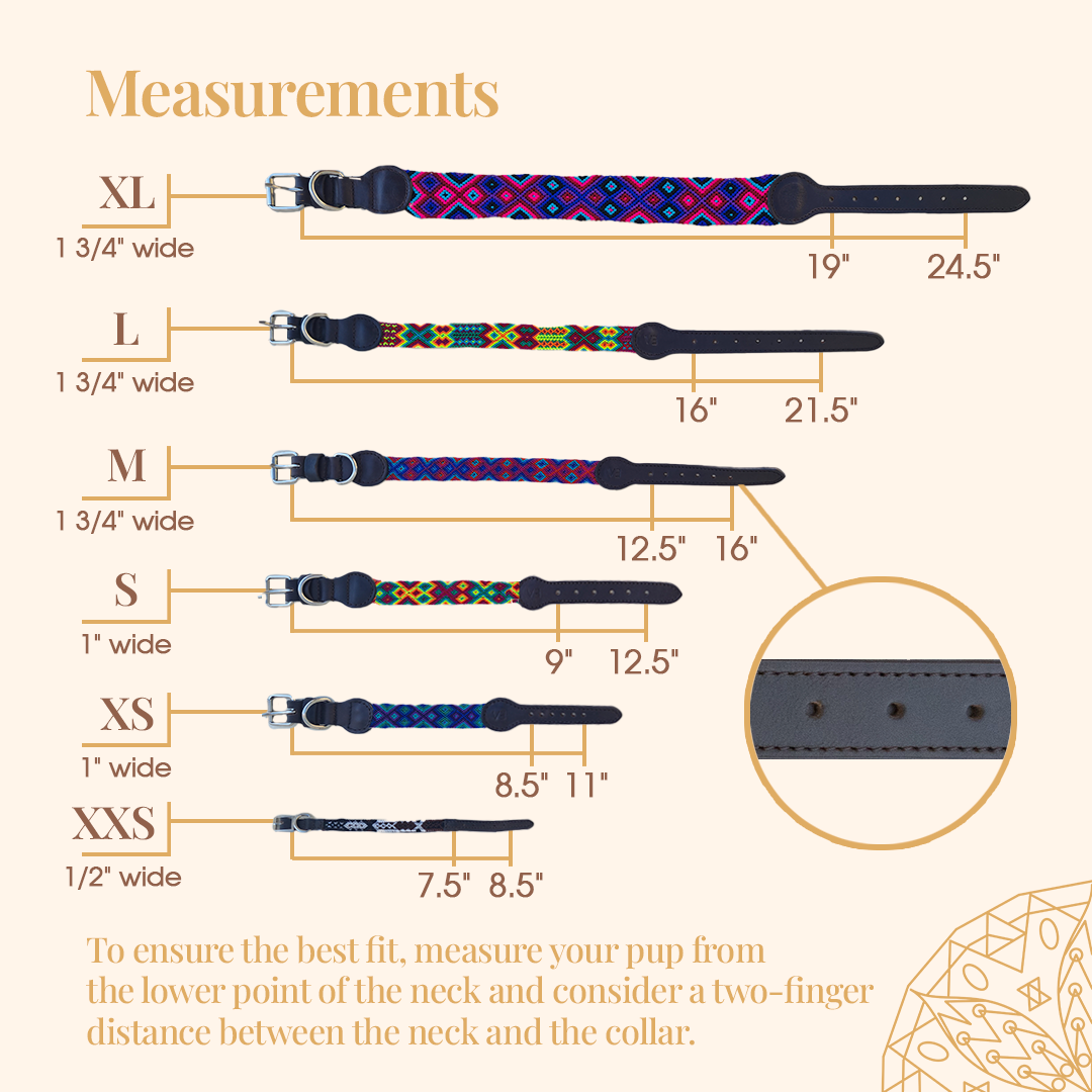 embroidered dog collar size chart