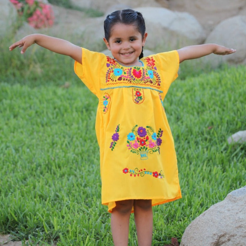 Embroidered Dress Kids Yellow 1 Embroidered Dress Kids Yellow 1