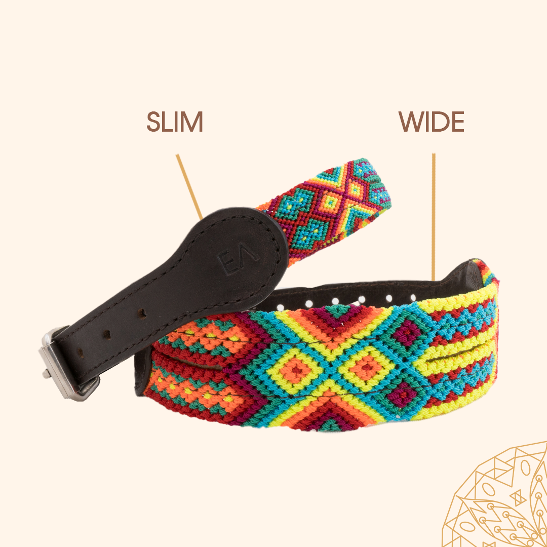 Embroidered Dog Collar - Genuine Leather | Sunset Red