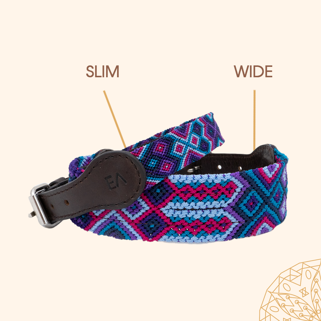 Embroidered Dog Collar - Genuine Leather | Dark Magenta