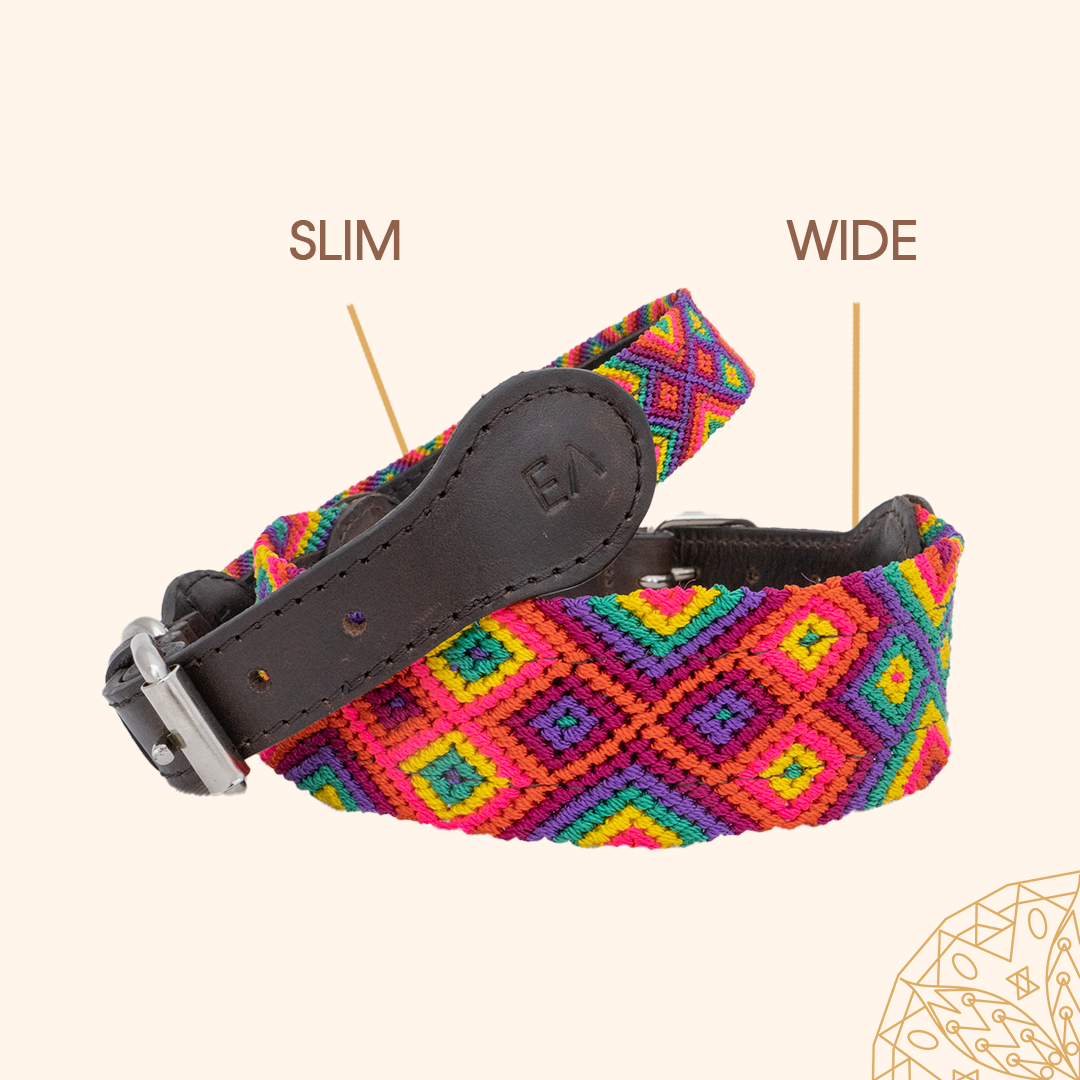 Embroidered Dog Collar - Genuine Leather | Cotton Candy