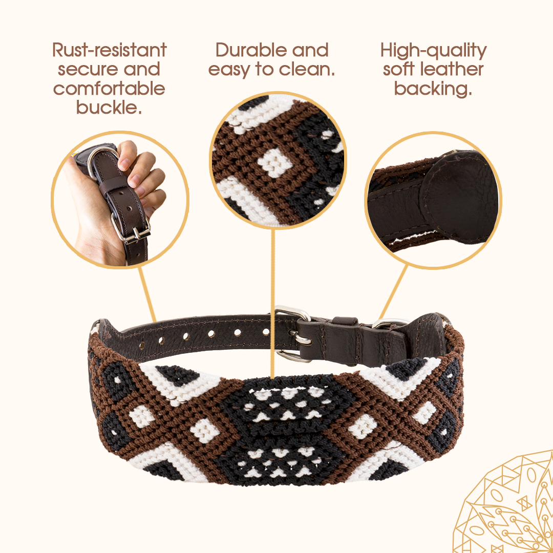 Muddy Paws - Embroidered Dog Collar With Leather