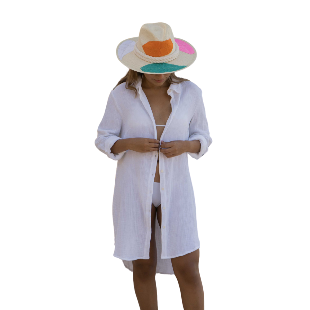 Shirt Dress Helsol Flirty Short White Cotton