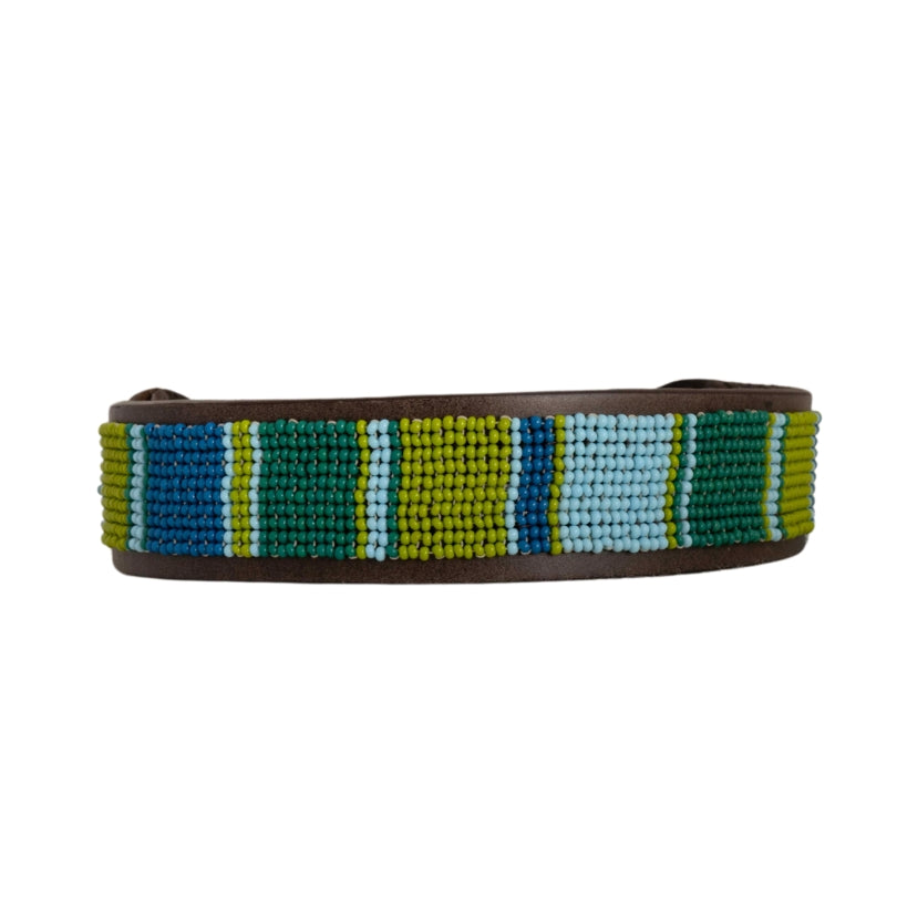 Beaded Dog Collar | Greens and Blues