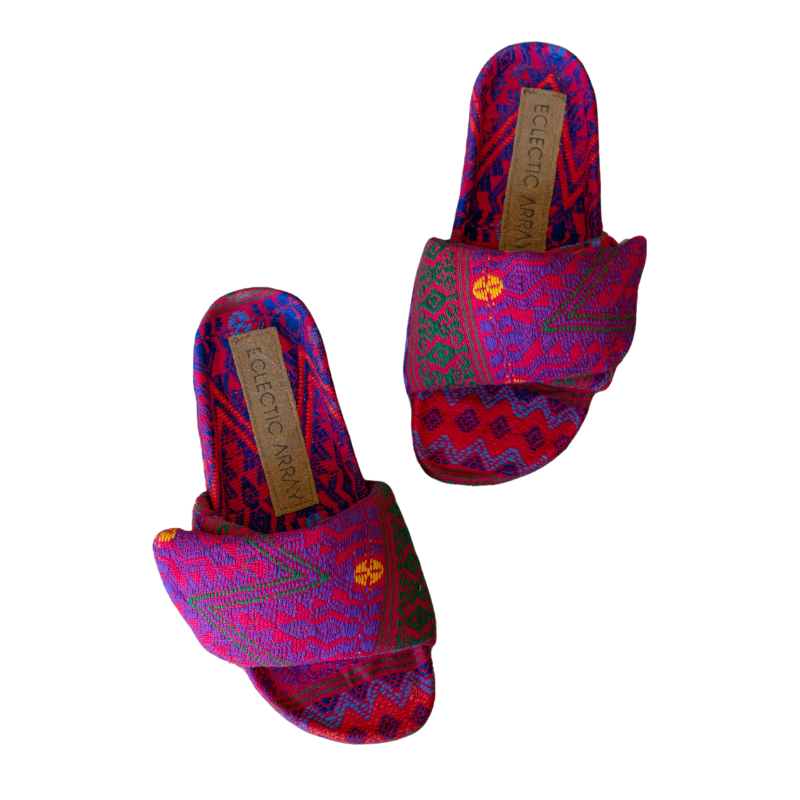 Puffy Sandals Guatemalteco - Rosa Mexicano/Azul